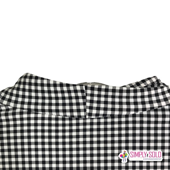 J. McLaughlin Women's A-Line Dress 3/4 Sleeve Black White Gingham Plaid V-Neck S - Picture 7 of 11